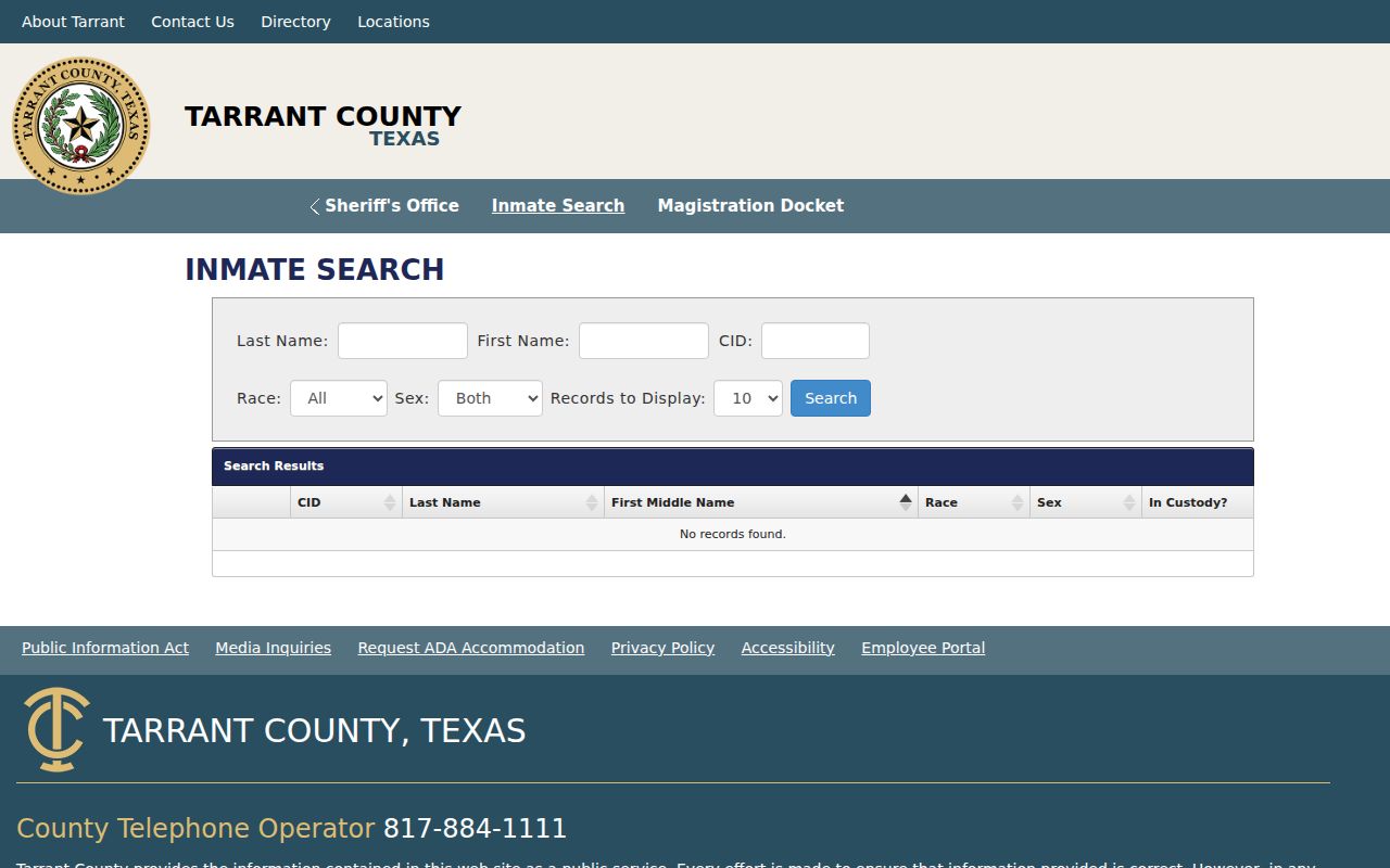 Watauga residents directory Tarrant County inmate search