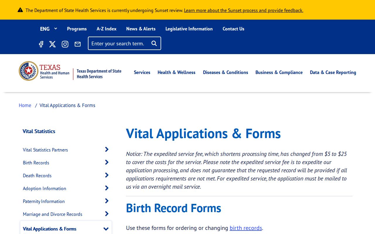 Watauga residents directory Texas vital records forms