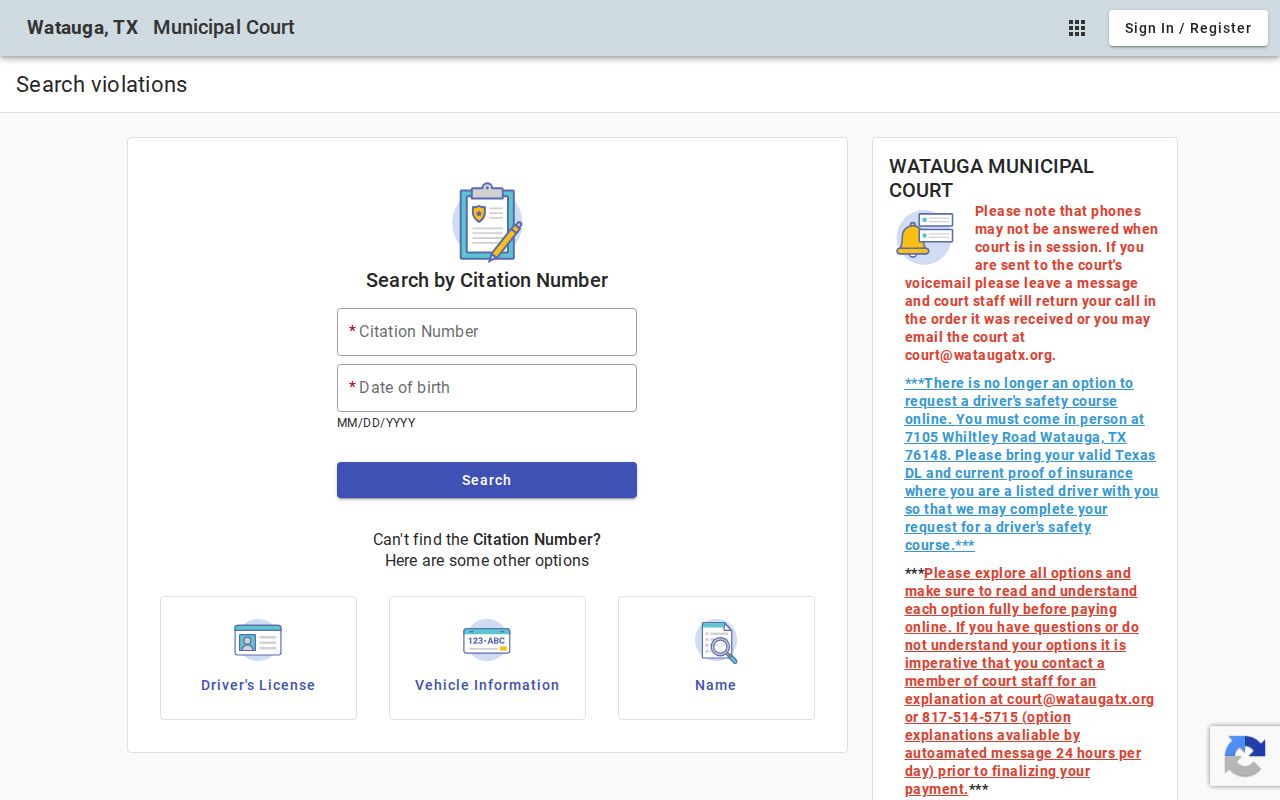 Watauga residents directory municipal court search