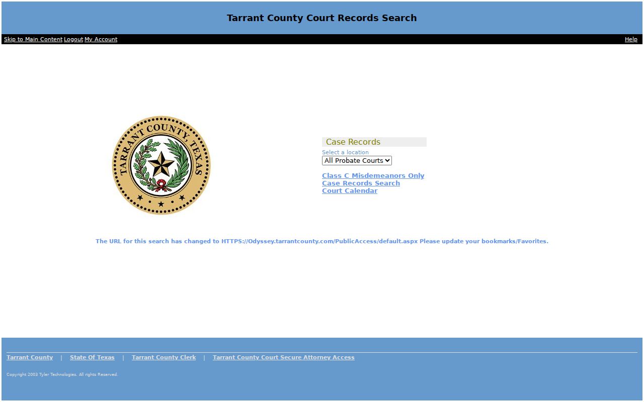 Watauga resident lookup through the Tarrant County Odyssey public access screen